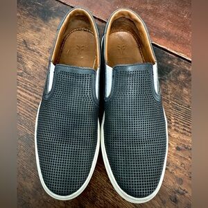 Frye Black Brett Perf Leather Slip-On Loafers